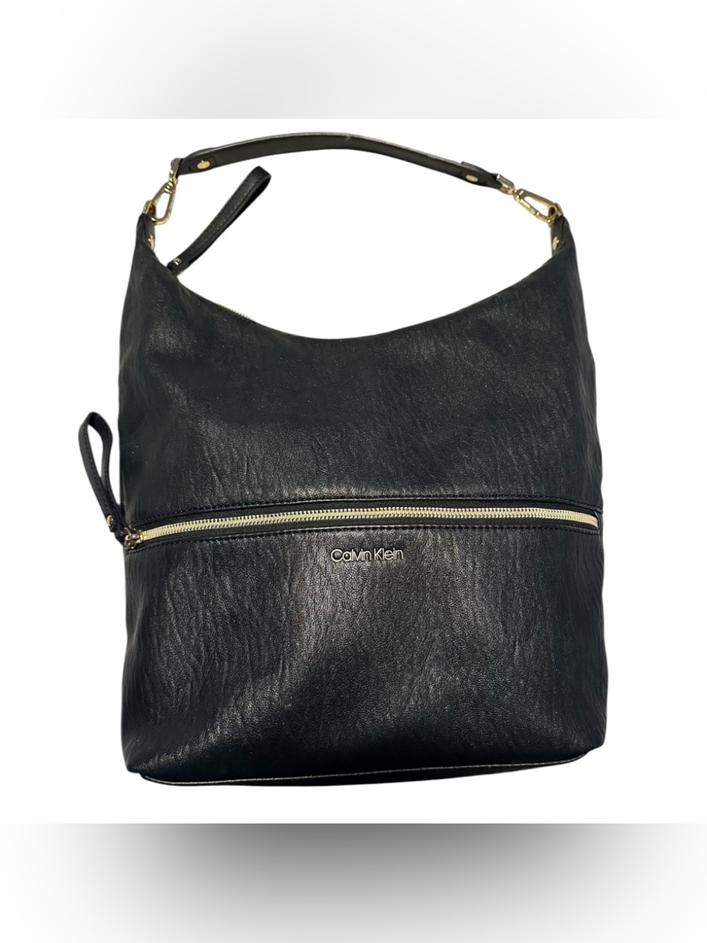 Calvin Klein Elaine Faux Leather Hobo Shoulder Bag Gold Hardware W Pouch